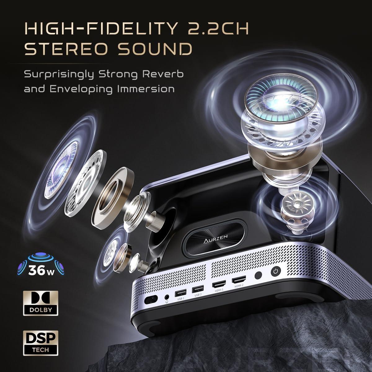 Проектор Aurzen Boom 3 FullHD 500 ANSI Lm 16:9/4:3, 2*HDMI, 2*USB, Android Smart TV, Wifi, 36W, чорн (F503 FCC)