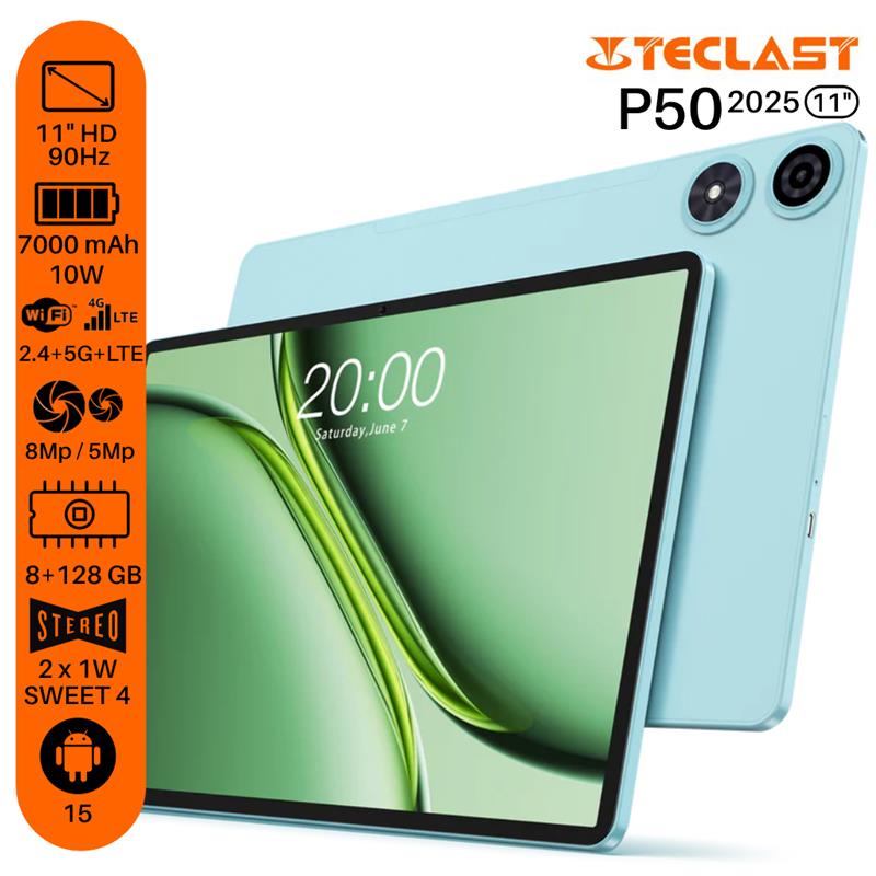 Планшет Teclast P50 (2025) 8/128GB 4G Sky Blue (6940709687550)