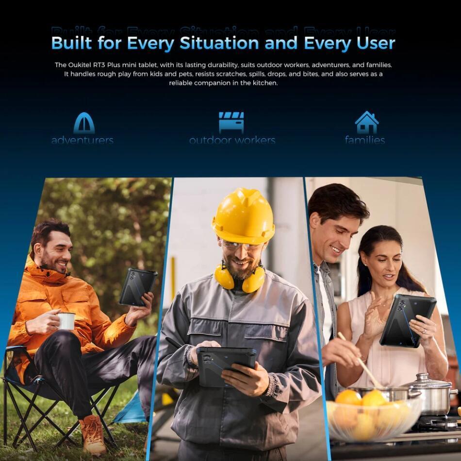 Планшет Oukitel RT3plus 8” HD / 4GB/128GB / G81 / 11000mAh / 16+8Мп / IP69K / LTE Black (RT3Plus_Black)