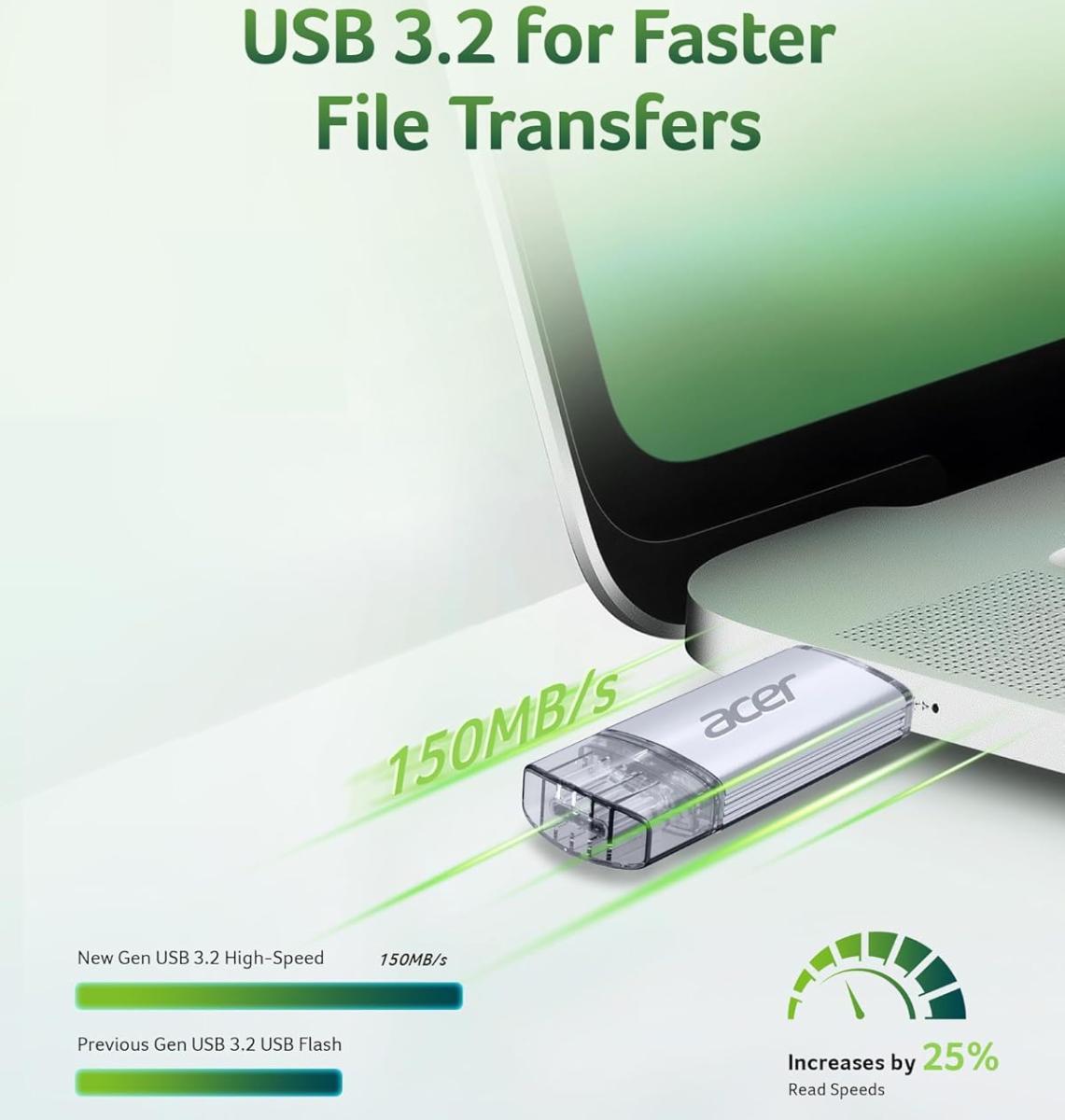 USB Flash Acer UT300 16GB Dual Drive USB-C & USB-A USB 3.2 Gen1, Retail (BL.9BWWA.587)