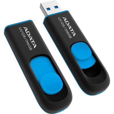 USB флеш накопичувач ADATA 256GB UV128 Black/Blue USB 3.2 (AUV128-256G-RBE)