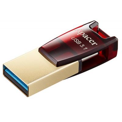 USB флеш накопичувач Apacer 64GB AH180 Red Type-C Dual USB 3.1 (AP64GAH180R-1) (1386667)