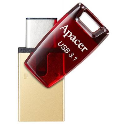 USB флеш накопичувач Apacer 64GB AH180 Red Type-C Dual USB 3.1 (AP64GAH180R-1) (1386667)