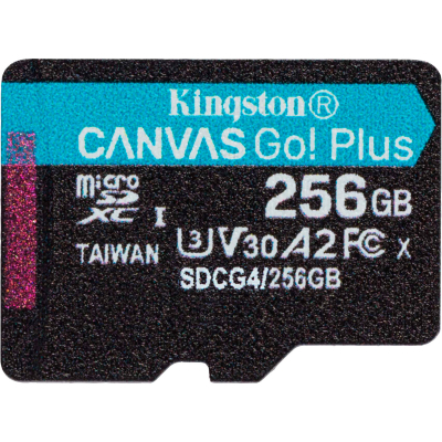 Карта пам`яті MicroSDXC  256GB UHS-I/U3 Class 10 Kingston Canvas Go! Plus R200/W160MB/s (SDCG4/256GBSP)