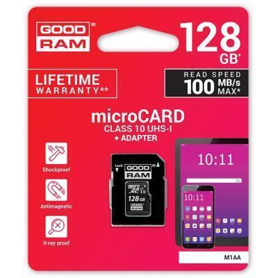 Карта пам`яті MicroSDXC 128GB UHS-I Class 10 Goodram + SD-adapter (M1AA-1280R12)
