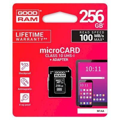 Карта пам`яті MicroSDXC 256GB UHS-I Class 10 Goodram + SD-adapter (M1AA-2560R12)