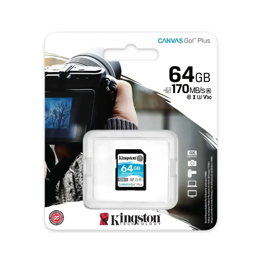 Карта пам`ятi SDXC 64GB UHS-I/U3 Class 10 Kingston Canvas Go! Plus R170/W70MB/s (SDG3/64GB)