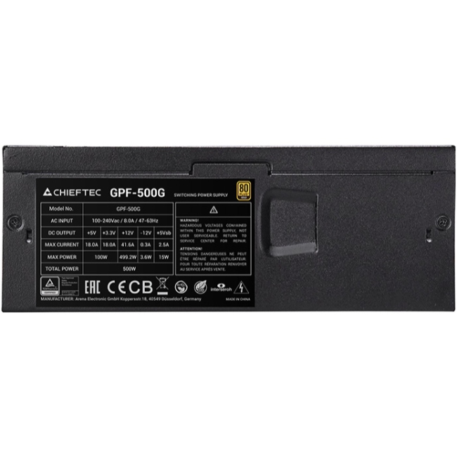 БЖ 500W Chieftec SMART GPF-500G 80 mm fan, 80Plus Gold, TFX, bulk (GPF-500G)
