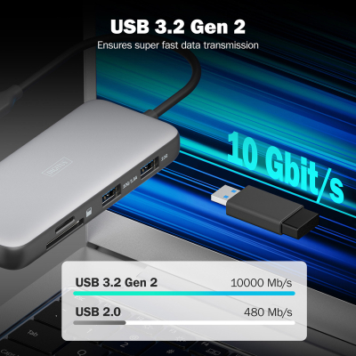 Док-станція Digitus DA-70915 (USB-C PD 100W/USB3.2х2/USB-C/RJ45/SD/MicroSD/2хHDMI)