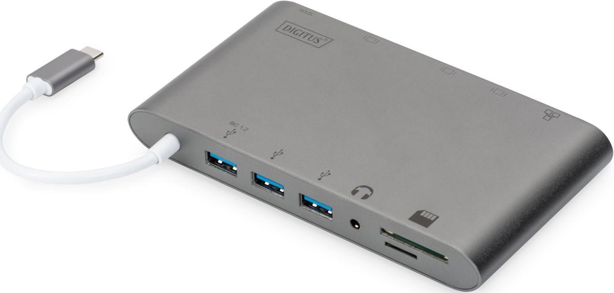 Док-станція Digitus USB-C USB3.0х3/USB-C/SD/MicroSD/HDMI/VGA/miniDisplayPort/RJ45/Audio (DA-70875)