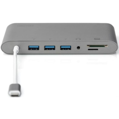 Док-станція Digitus USB-C USB3.0х3/USB-C/SD/MicroSD/HDMI/VGA/miniDisplayPort/RJ45/Audio (DA-70875)