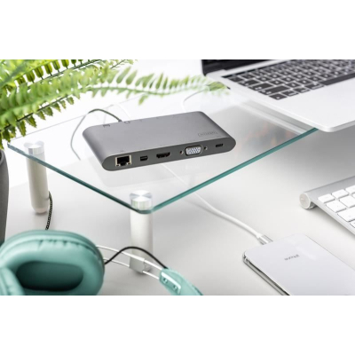 Док-станція Digitus USB-C USB3.0х3/USB-C/SD/MicroSD/HDMI/VGA/miniDisplayPort/RJ45/Audio (DA-70875)