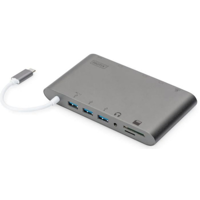 Док-станція Digitus USB-C USB3.0х3/USB-C/SD/MicroSD/HDMI/VGA/miniDisplayPort/RJ45/Audio (DA-70875)