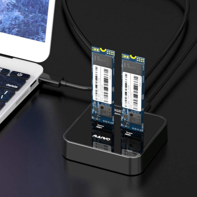 Док-станція для накопичувачів Maiwo 2*NVMe M.2 SSD Key M/B+M USB 3.1 Gen2 Type-C (K3016P)