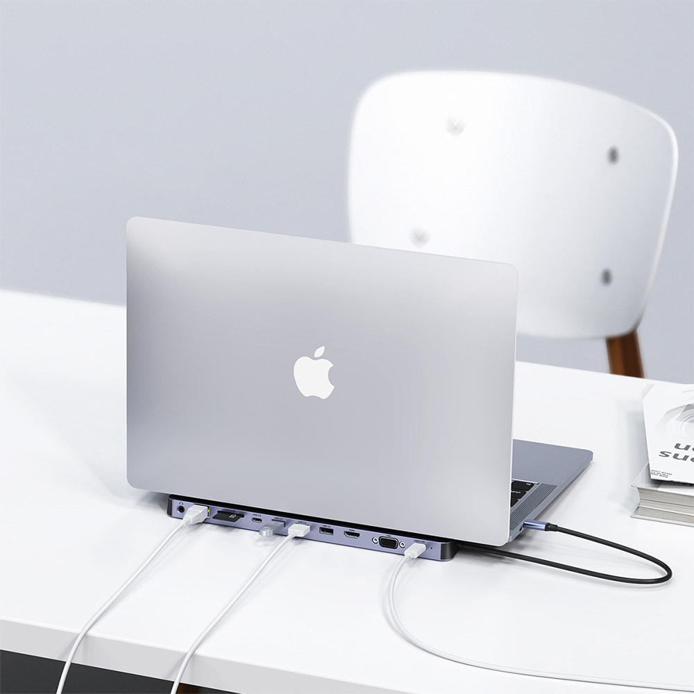 USB-C хаб 11-в-1 Choetech M20 HDMI 4K@30Hz, VGA, 3 USB-A 3.0, USB-C 3.0, RJ45, USB-C PD, SD-card, TF-card, 3.5mm audio