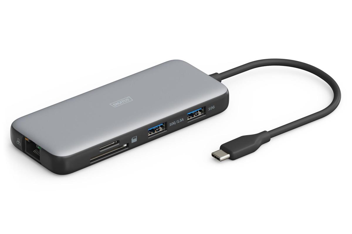 Док-станція USB-C, 8 портів, 2xHDMI, 3xUSB3.0, 1xRJ45, 1xSD, 1xMicroSD, 1xUSB-CPD  DA-70915 DIGITUS by ASSMANN (DA-70915) (1838654)