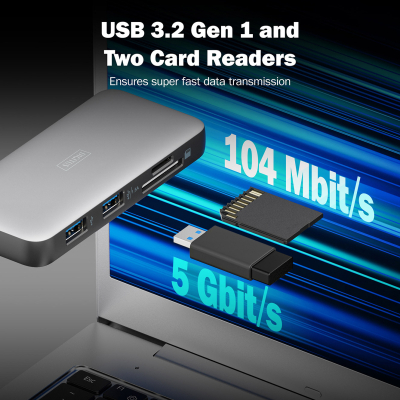 Док-станція Digitus USB-C PD 100W/USB3.2х2/USB-C/RJ45/SD/MicroSD/HDMI (DA-70914)