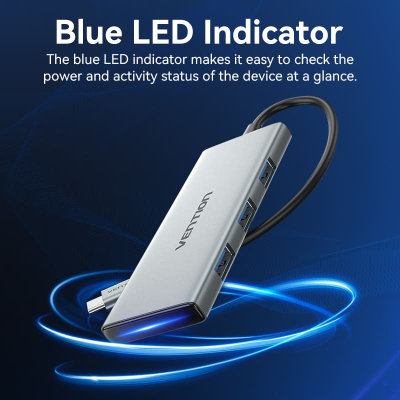 Концентратор VENTION USB 3.1 Type-C to HDMI/USB 3.0x3/SD/TF/PD 100W 7-in-1 (TOPHB)