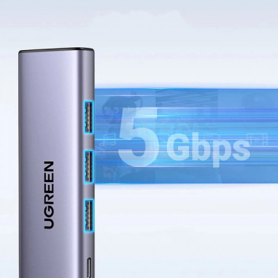 Порт-реплікатор Ugreen Dock CM511 5in1 USB3.1 Type-C --> HDMI 60Hz/3xUSB-А 3.0/Type-C/PD 100W (15597