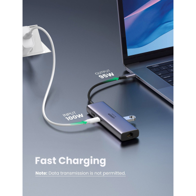 Концентратор Ugreen USB3.1 Type-C to HDMI/USB 3.0x2/RJ45/SD/TF/PD 100W CM512 (60515)