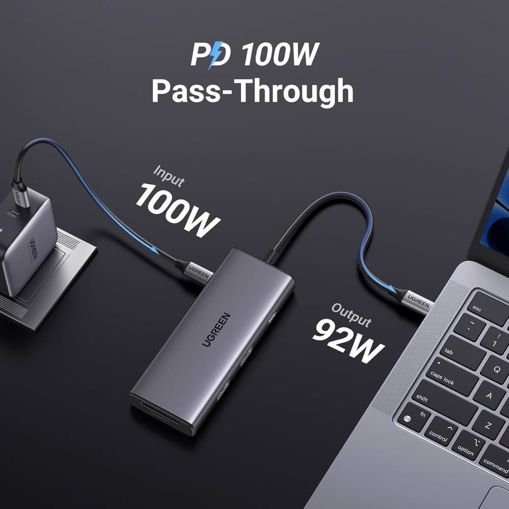 Док-станція USB3.1 Type-C --> HDMI 4K30Hz/USB 3.0x2/Type-C/SD/TF/ PD 100W CM498 7 in 1 Ugreen (15531)