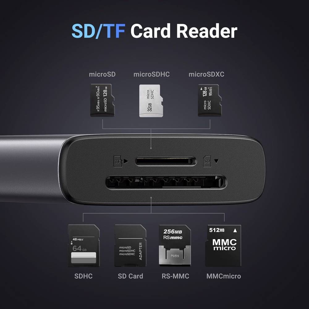 Док-станція USB3.1 Type-C --> HDMI 4K30Hz/USB 3.0x2/Type-C/SD/TF/ PD 100W CM498 7 in 1 Ugreen (15531)