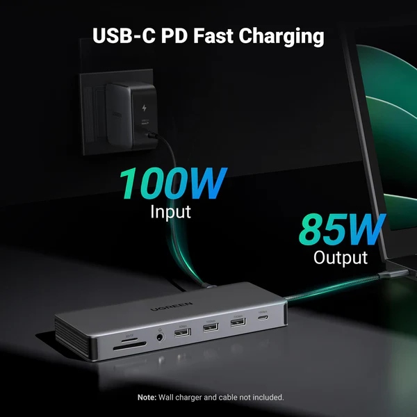 Док-станція USB3.2 Type-C --> HDMIx2,4K60Hz/4xUSB-A/2xUSB-C3.2/DP4K60Hz/RJ45/SD/TF/AUX PD 100W CM681 (15978)