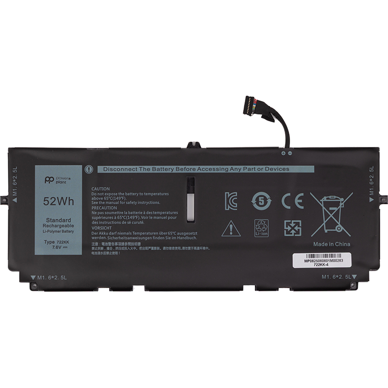 Акумулятор PowerPlant для ноутбуків DELL XPS 13 9300 Series (722KK) 7.6V 6842mAh (NB442195)