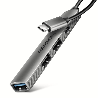 Концентратор AXAGON USB-C to 1xUSB-A 5Gbps + 2xUSB-A 480Mbps + 1xUSB-C 480Mbps 0.12m aluminum (HUE-S