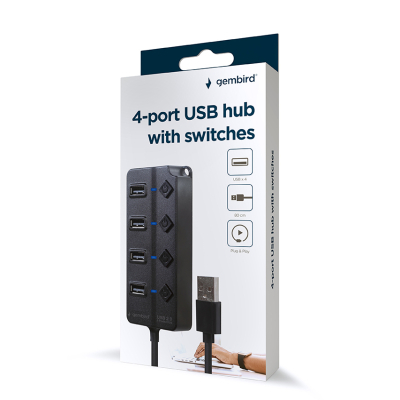 USB-хаб Gembird 4 ports (UHB-U2P4P-01) з вимикачами
