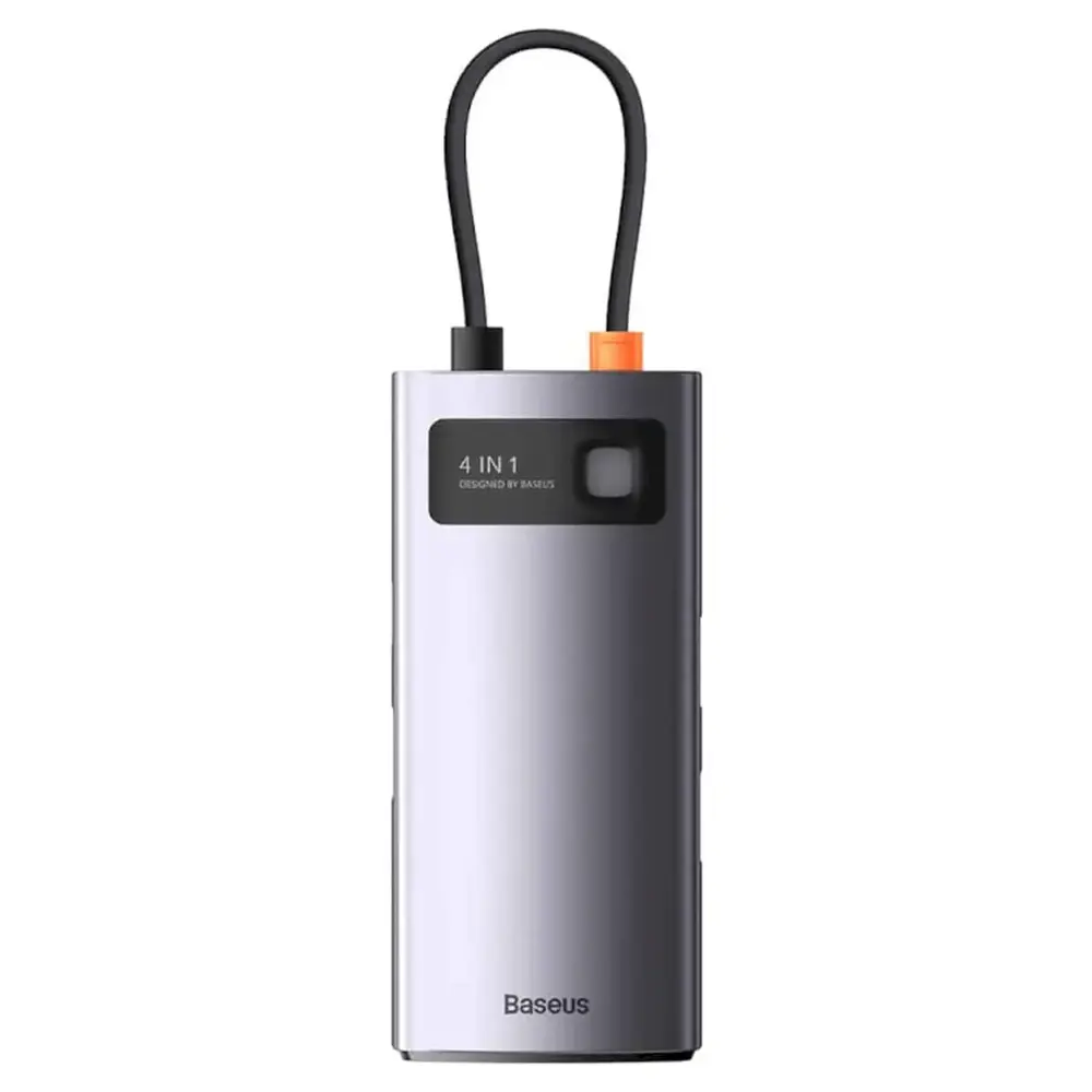 Адаптер Хаб Baseus Metal Gleam 4in1 USB-C (3xUSB-A+RJ45) Gray (WKWG070113) (1821037)