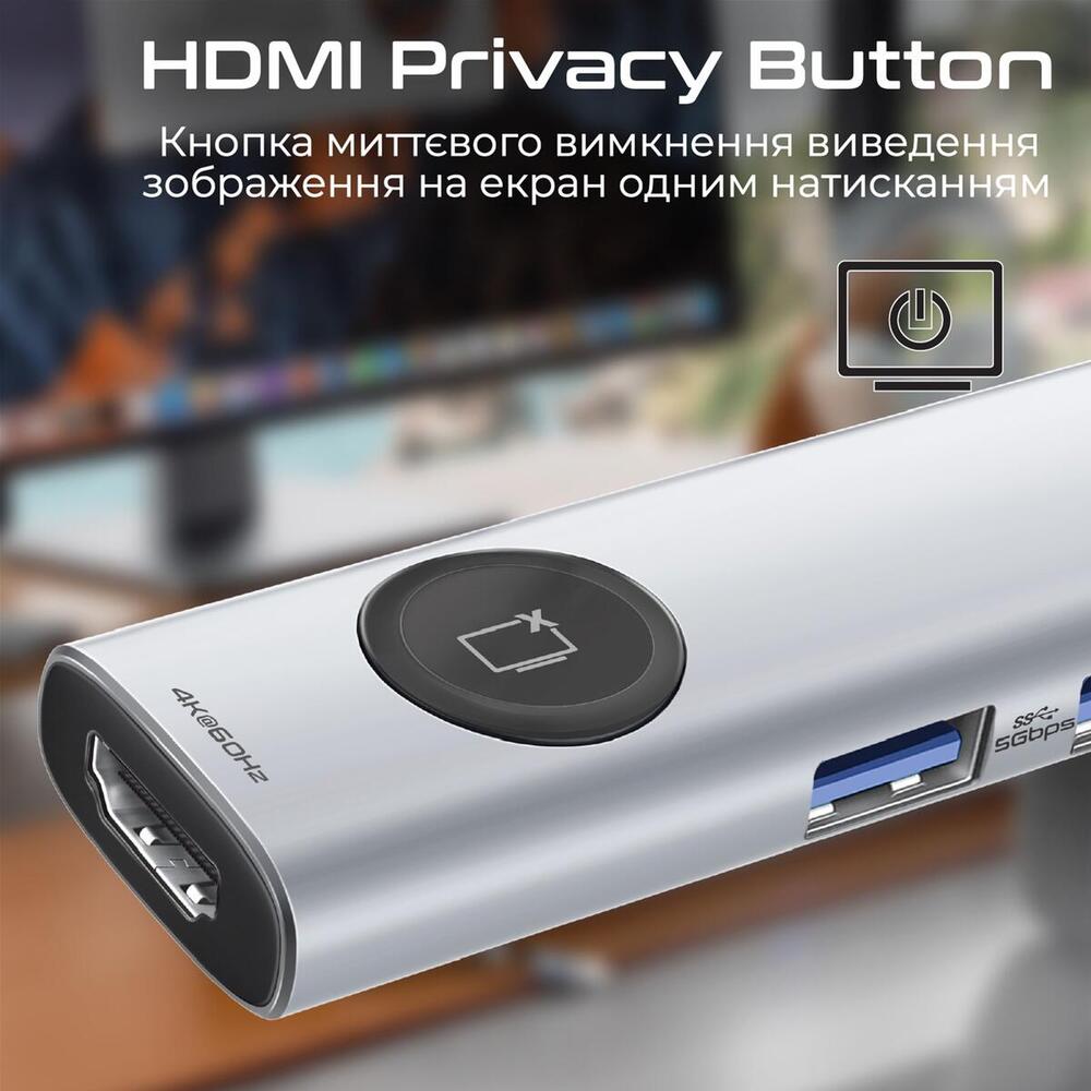 USB-хаб Promate ComandHub-Lite USB Type-C Grey USB-хаб Promate ComandHub-Lite USB Type-C Grey