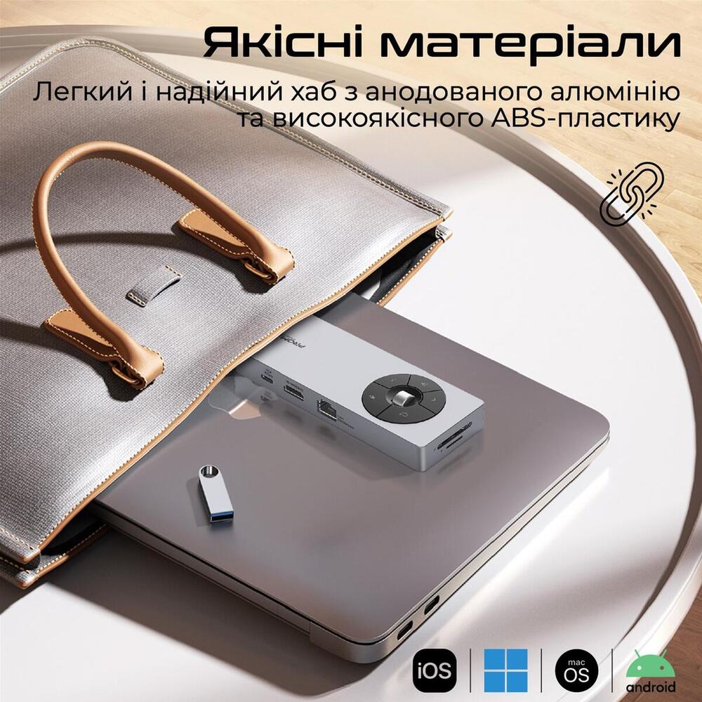 USB-хаб Promate ComandHub-Pro USB Type-C Grey