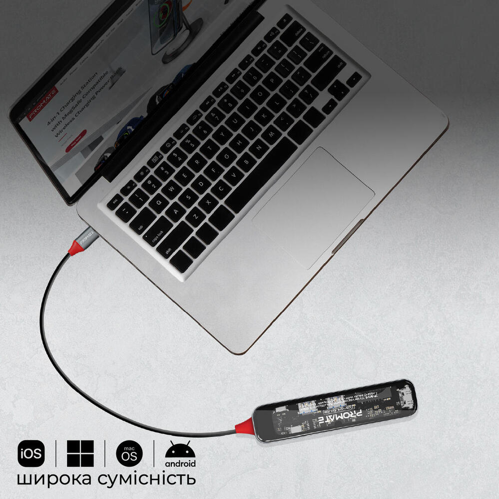 USB-хаб Promate TransHub-Lite USB Type-C Grey