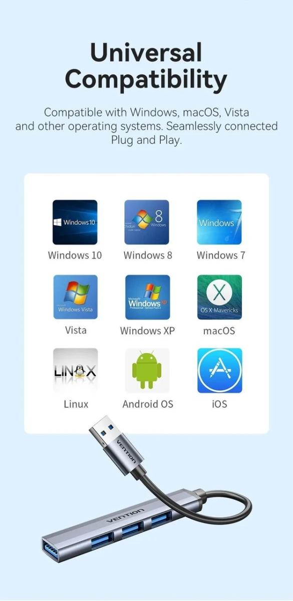 USB-хаб Vention CKPHB 4 ports Grey