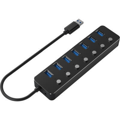 USB-хаб Gembird 7 ports Black (UHB-U3P7P-01) з вимикачами