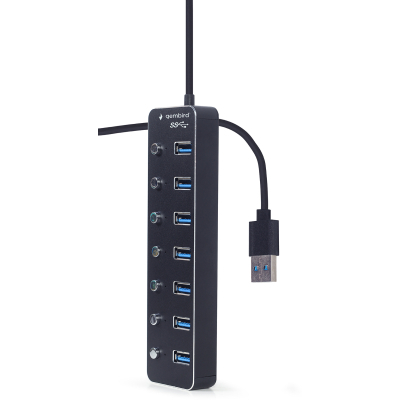 USB-хаб Gembird 7 ports Black (UHB-U3P7P-01) з вимикачами