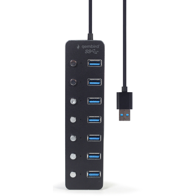USB-хаб Gembird 7 ports Black (UHB-U3P7P-01) з вимикачами