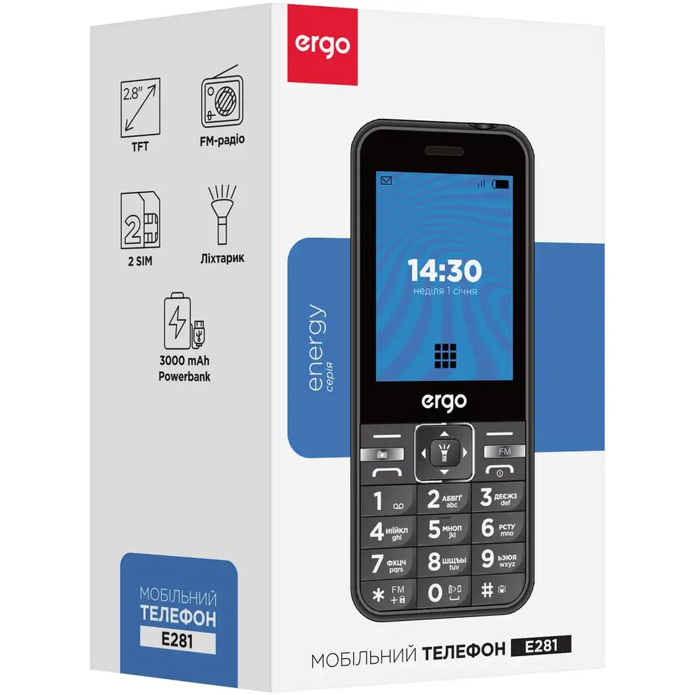 Мобiльний телефон Ergo E281 Dual Sim Black