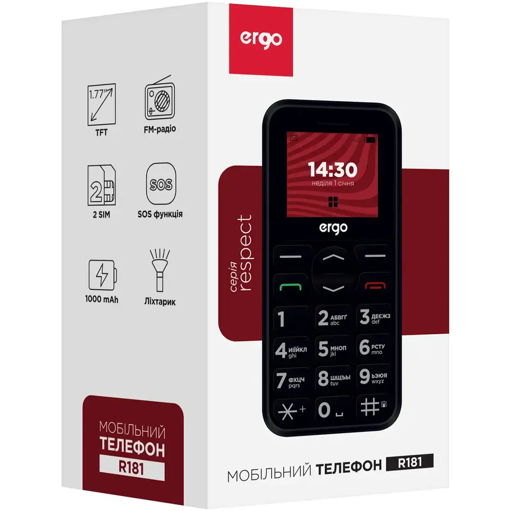 Мобiльний телефон Ergo R181 Dual Sim Black