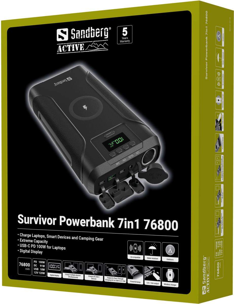 Універсальна мобільна батарея Sandberg Survivor Powerbank 76800mAh Black (421-15)