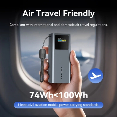 Батарея універсальна VENTION 20000mAh 100W PD/3.0, UFCS, QC/3.0, TFT Display, gray (FKCH0)