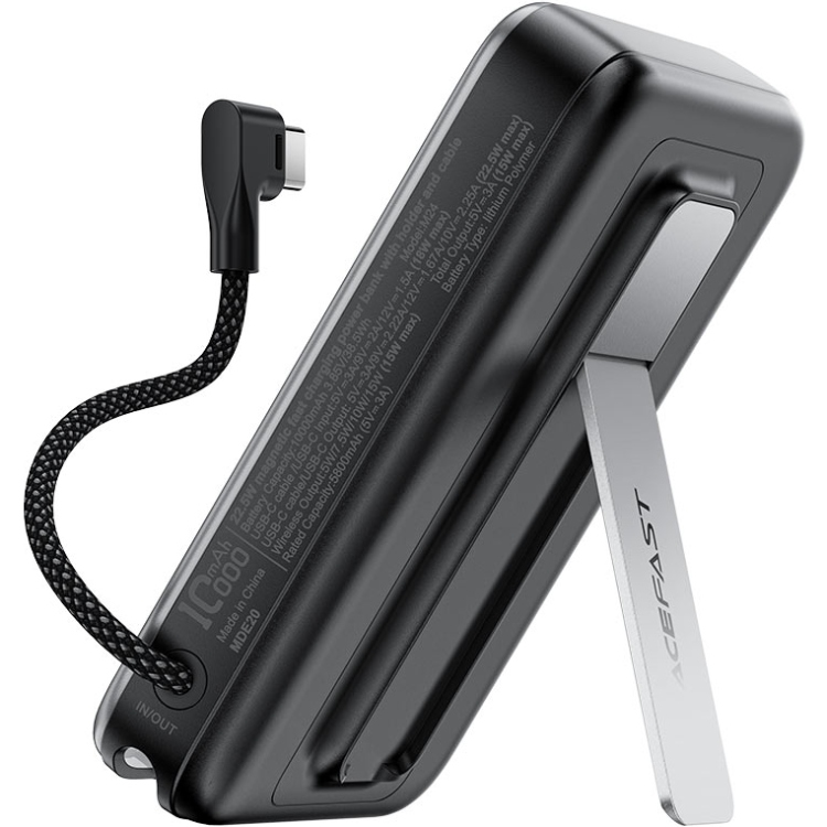 УМБ Acefast Magnetic Wireless 10000mAh 22.5W PD,QC 3.0 USB-C In/Out, QI 15W  M24 Metal Gray (6974316284871)