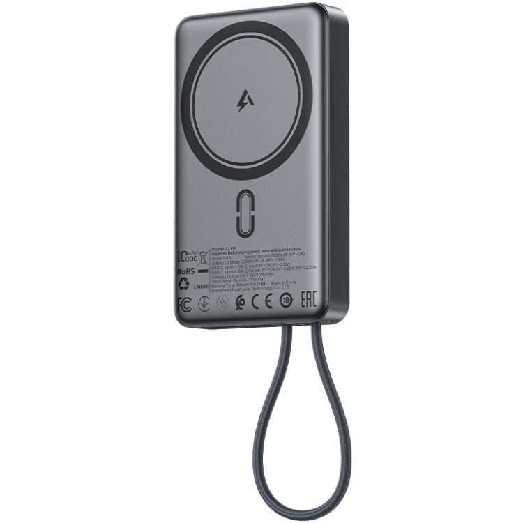 УМБ Acefast Magnetic Wireless 10000mAh 22.5W PD,QC 3.0 USB-C In/Out, QI 15W  M18 Black (6974316284017)