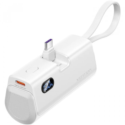 Батарея універсальна Vention 4800mAh 22,5W PD, USB-C In/Out, LED display, with built-in USB-C cable