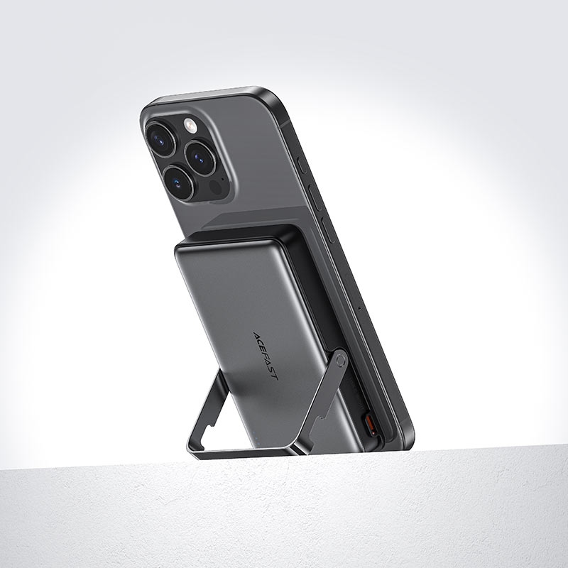 УМБ Acefast Magnetic Wireless 10000mAh 22.5W PD,QC 3.0 USB-C In/Out, QI 15W, with holder M17 Black (6974316284000)