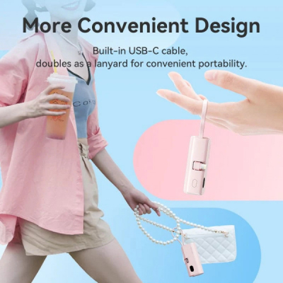 Батарея універсальна Vention 4800mAh 22,5W PD, USB-C In/Out, LED display, with built-in Lightning ca