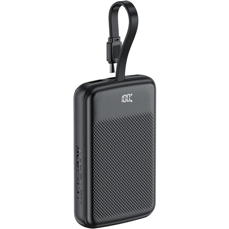 УМБ Acefast 10000mAh 22.5W PD,QC3.0 2xUSB-C,USB-A, with build Type-C cable, M13 Black (6974316283959)