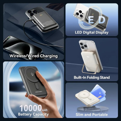 Батарея універсальна Vention Magnetic Wireless 10000mAh 20W PD USB-C In/Out, QI-15W White (FHNW0)
