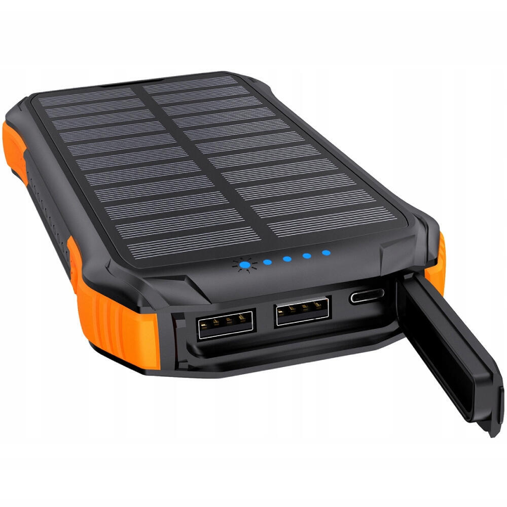 Батарея універсальна Choetech 10000mAh 10W 2USB-A+USB-C,solar panel Black-Orange (B658-OR)